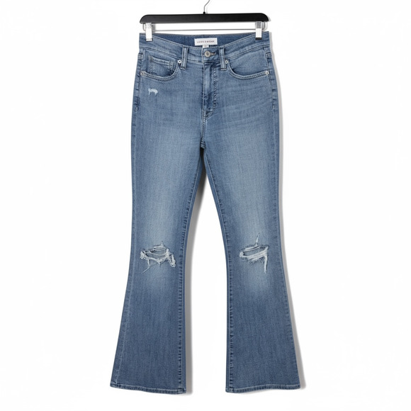 Lucky Brand Women's Stevie Jeans Size 4/27 High Rise Flare Leg Distressed Knees - Picture 1 of 9